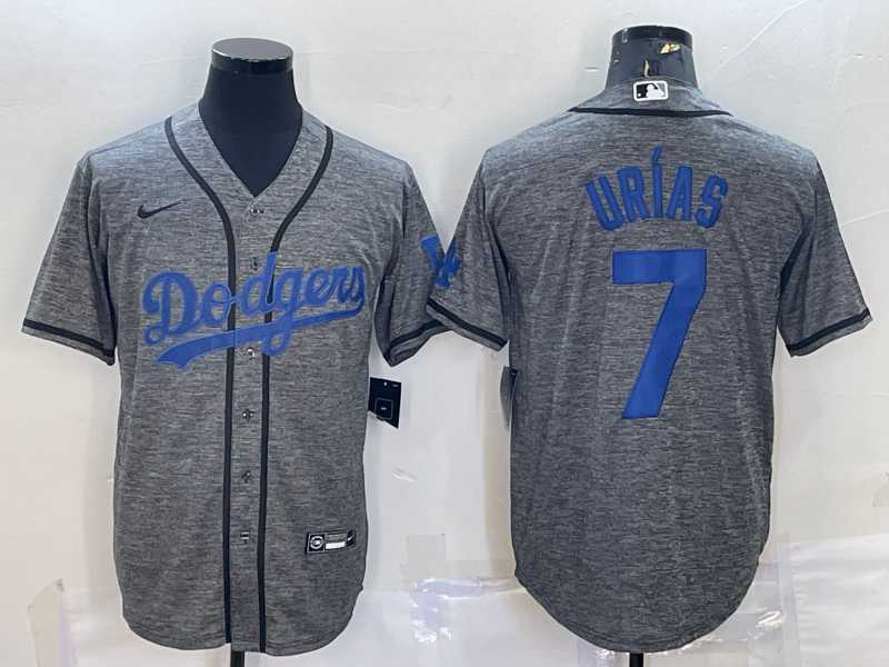 Men%27s Los Angeles Dodgers #7 Julio Urias Grey Gridiron Cool Base Stitched Baseball Jersey